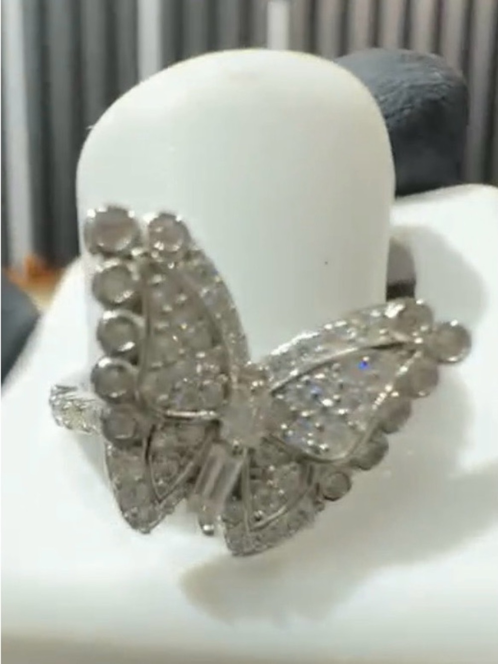 Sparkling .925 Silver Butterfly Ring with Moissanite Diamonds
